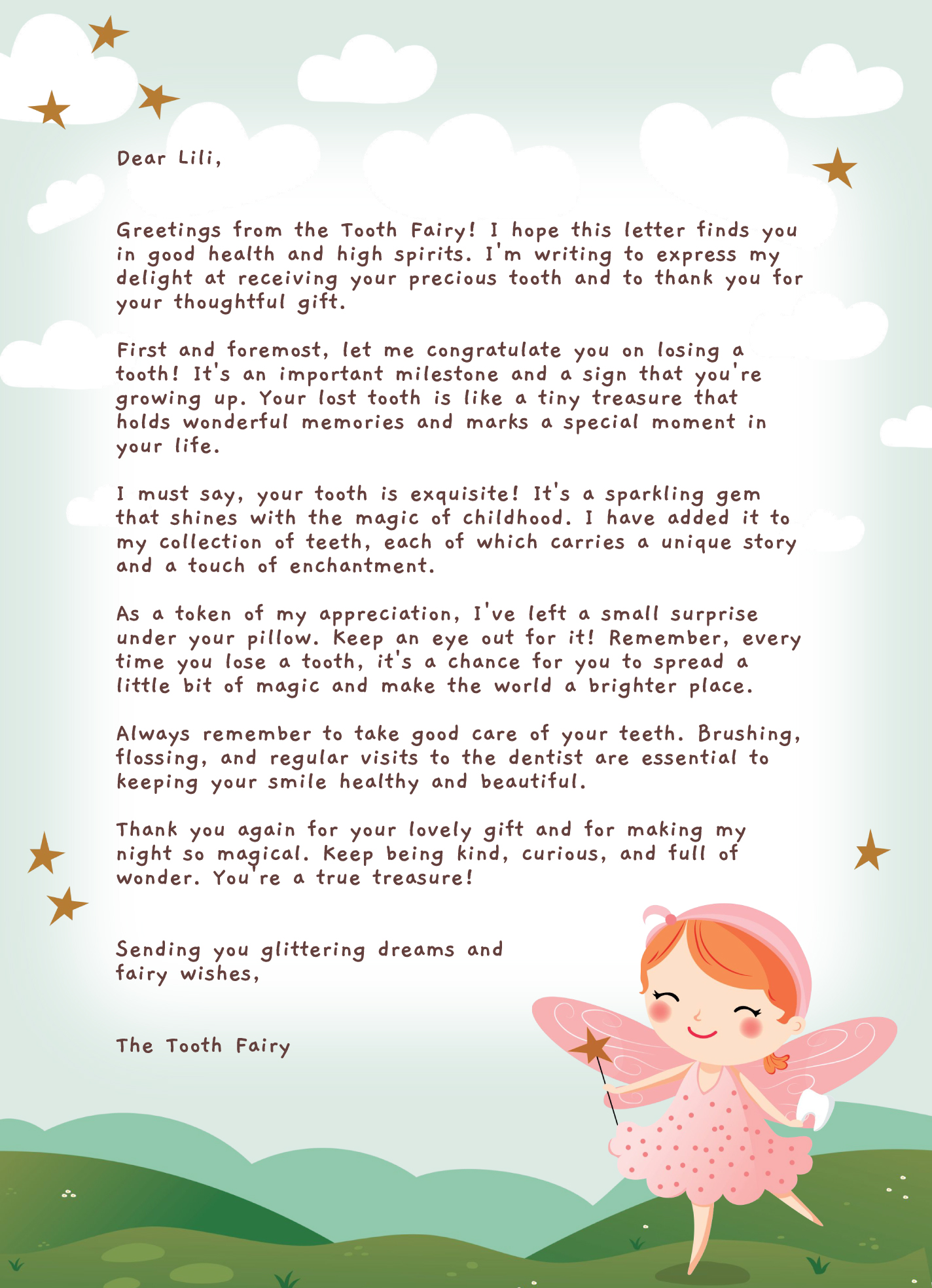 dummy fairy letter free printable