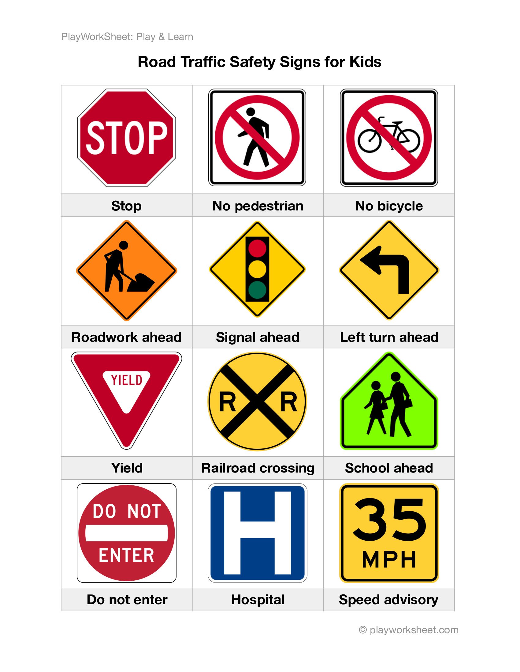 Traffic Safety Signs Kids