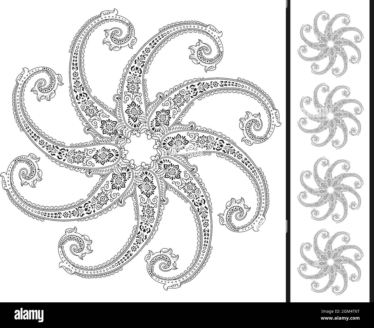 Tribal Pattern Floral Paisley Design Royalty Free Cliparts Stock Illustration With Seamless Border Image442659136