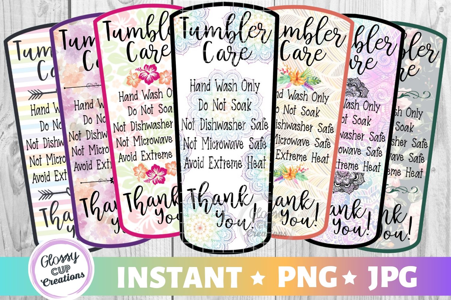 free printable tumbler care cards