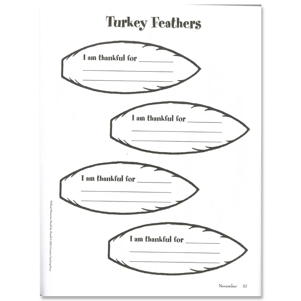 Turkey Feathers Thankful Activity Turkey Feathers Thankful Activity