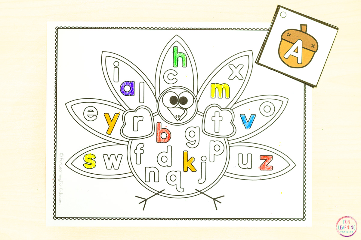 Turkey Find And Color The Letter Fall Worksheets