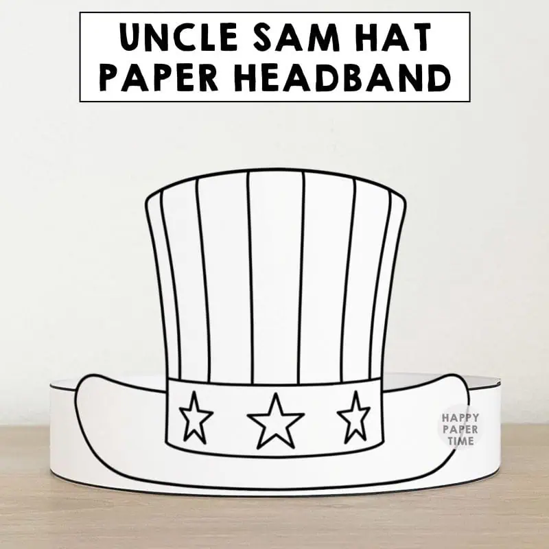 Uncle Sam Hat Paper Crown For Coloring