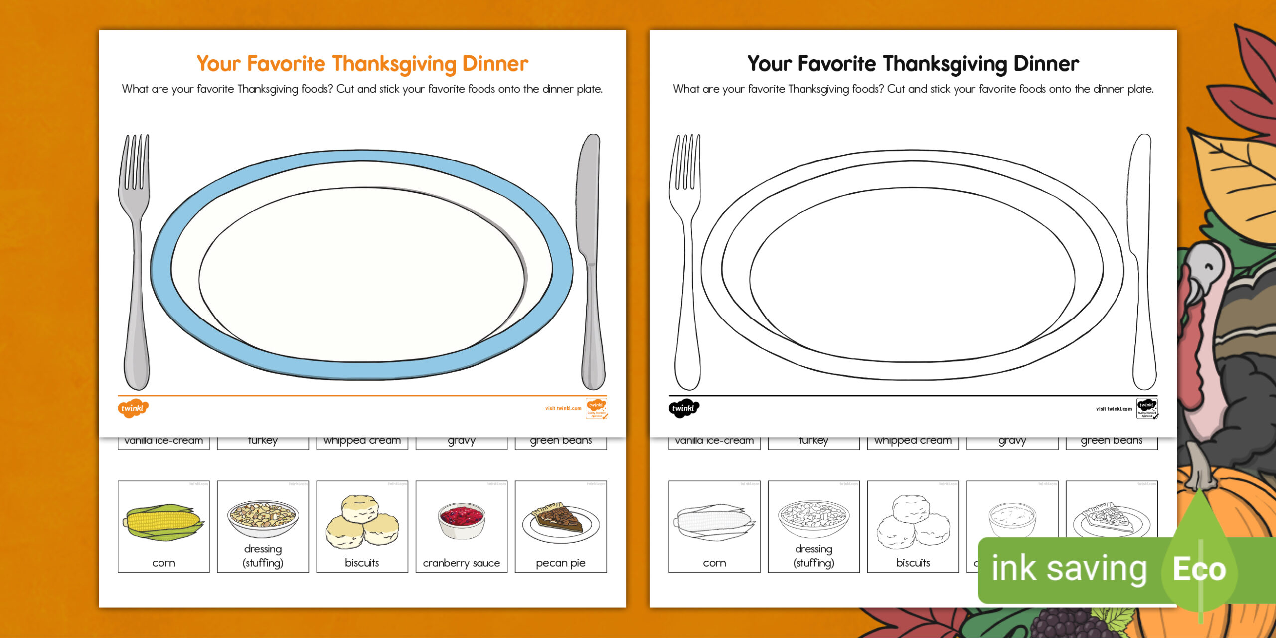 Us T 252283 Your Favorite Thanksgiving Dinner Cut And Stick Activity Sheet