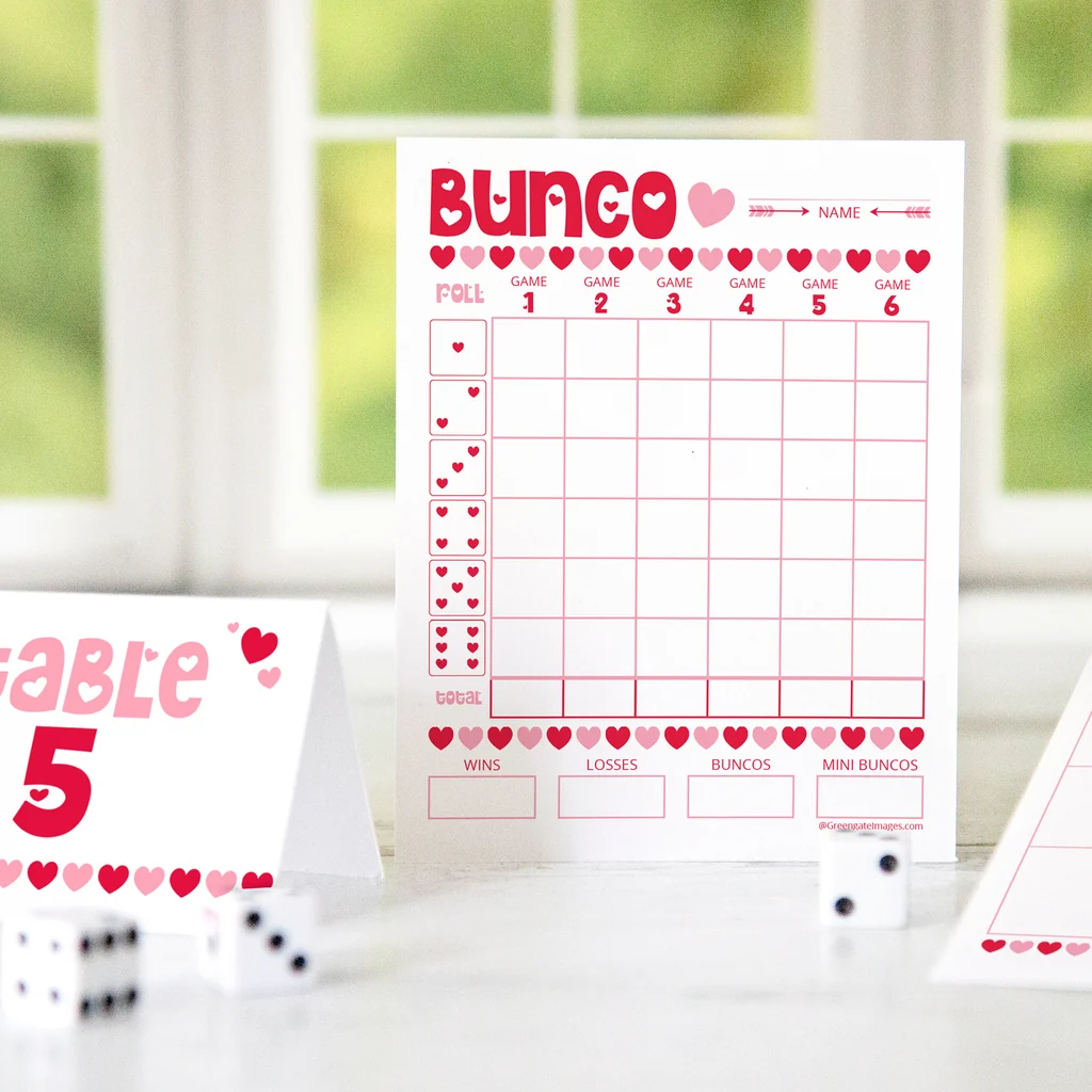 Valentine Bunco Scorecard Set 87011