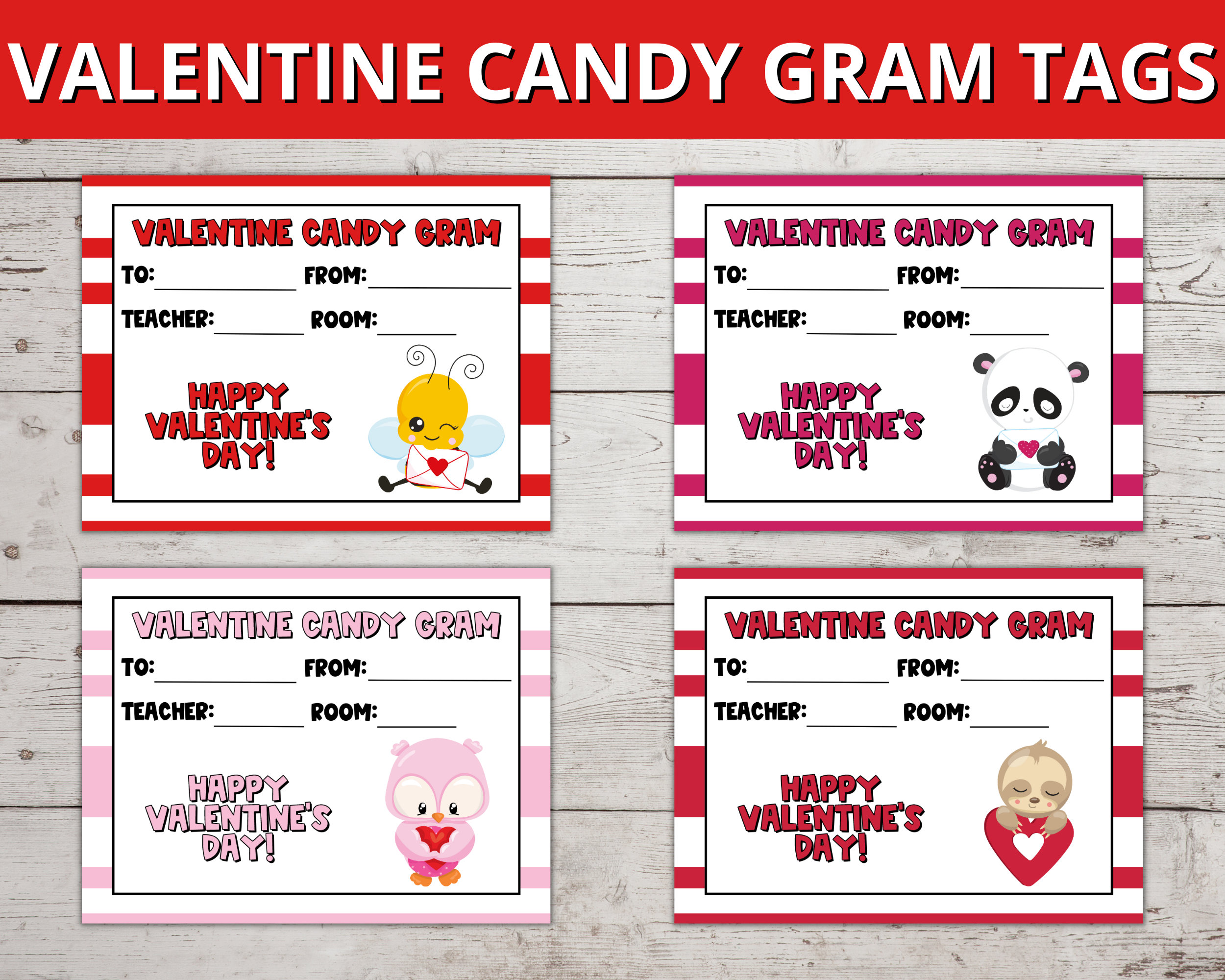 Valentine Candy Gram Tags Valentines Day