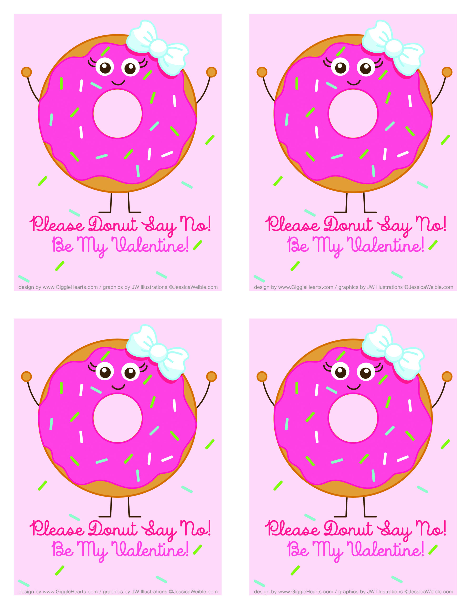 Valentine Freebie Donut Themed Valentines Day Card To Download