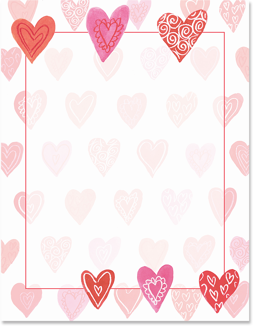 Valentine Hearts Border Papers