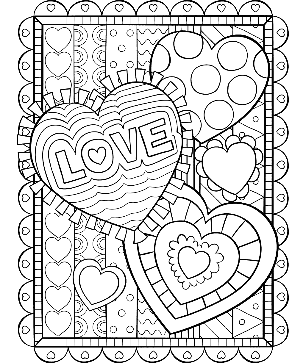 Valentine Hearts Coloring Page