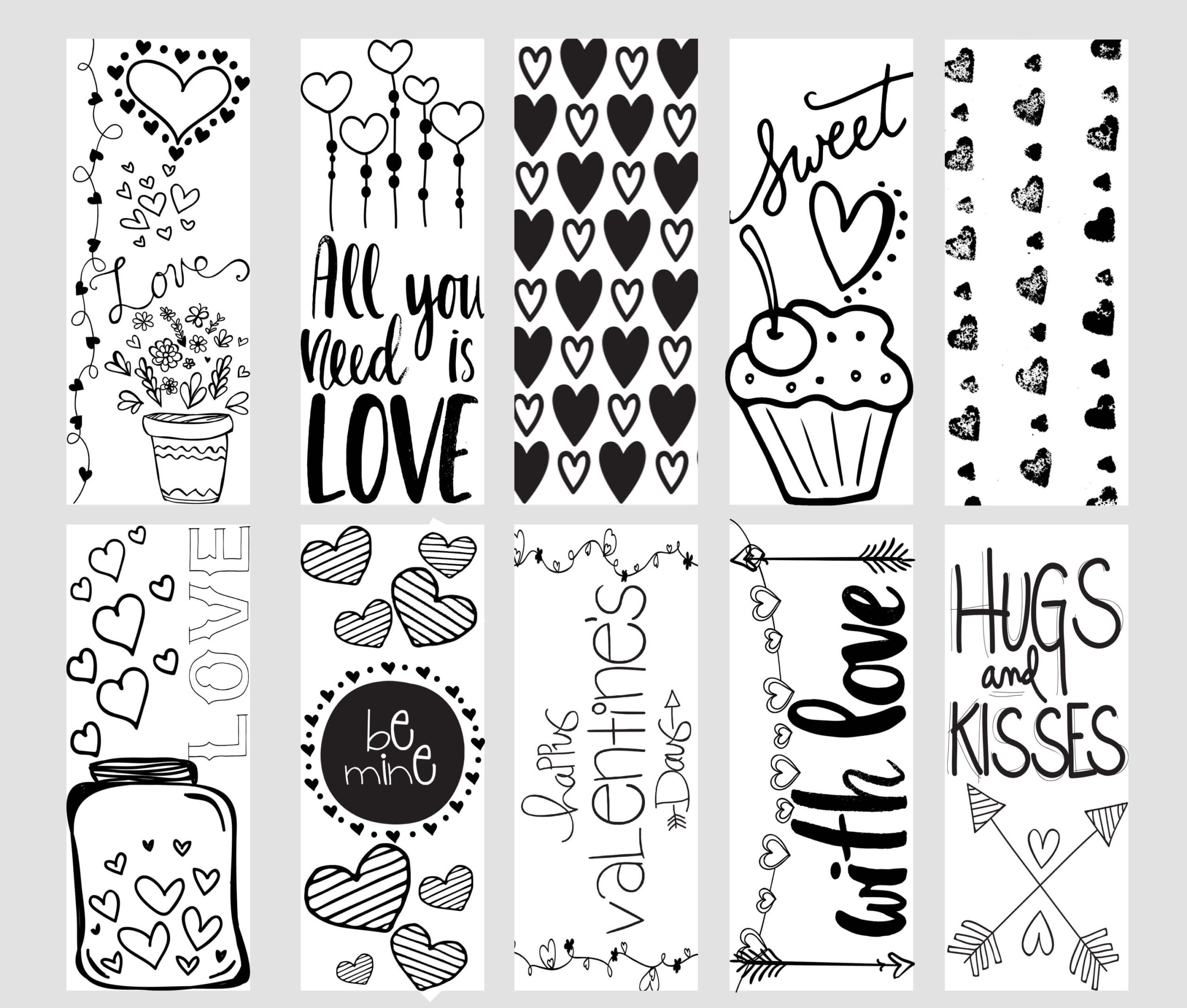 Valentine Printable Coloring Page Bookmarks Valentine Printable Coloring Page Bookmarks