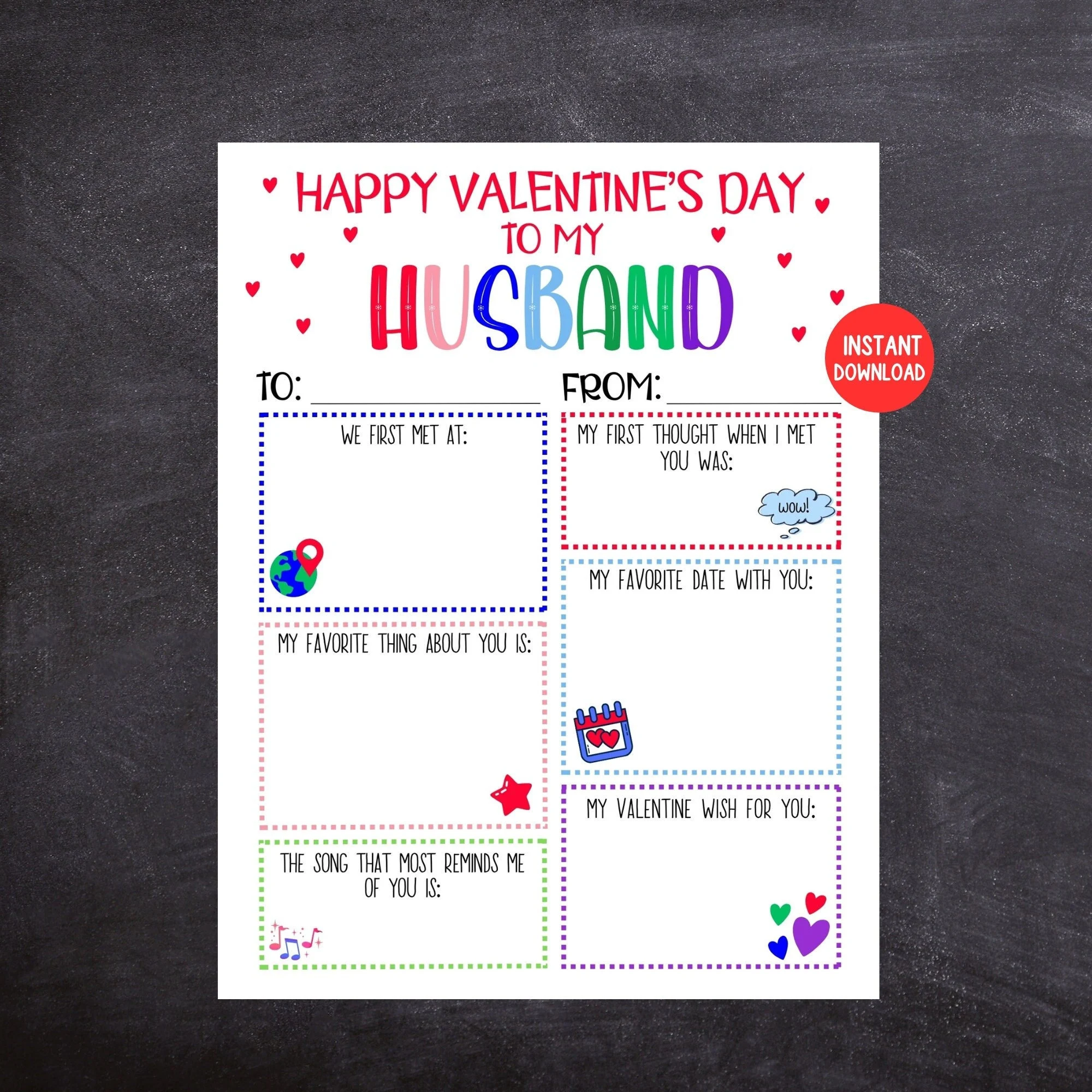 Valentines Card For Husband Printable