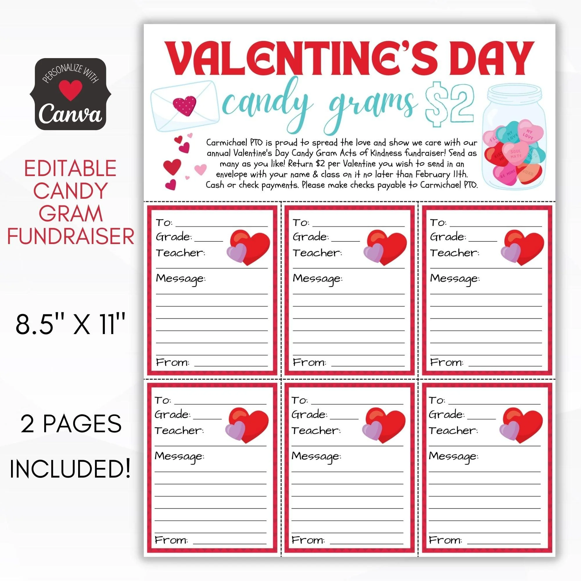 Valentines Day Candy Gram Sheet