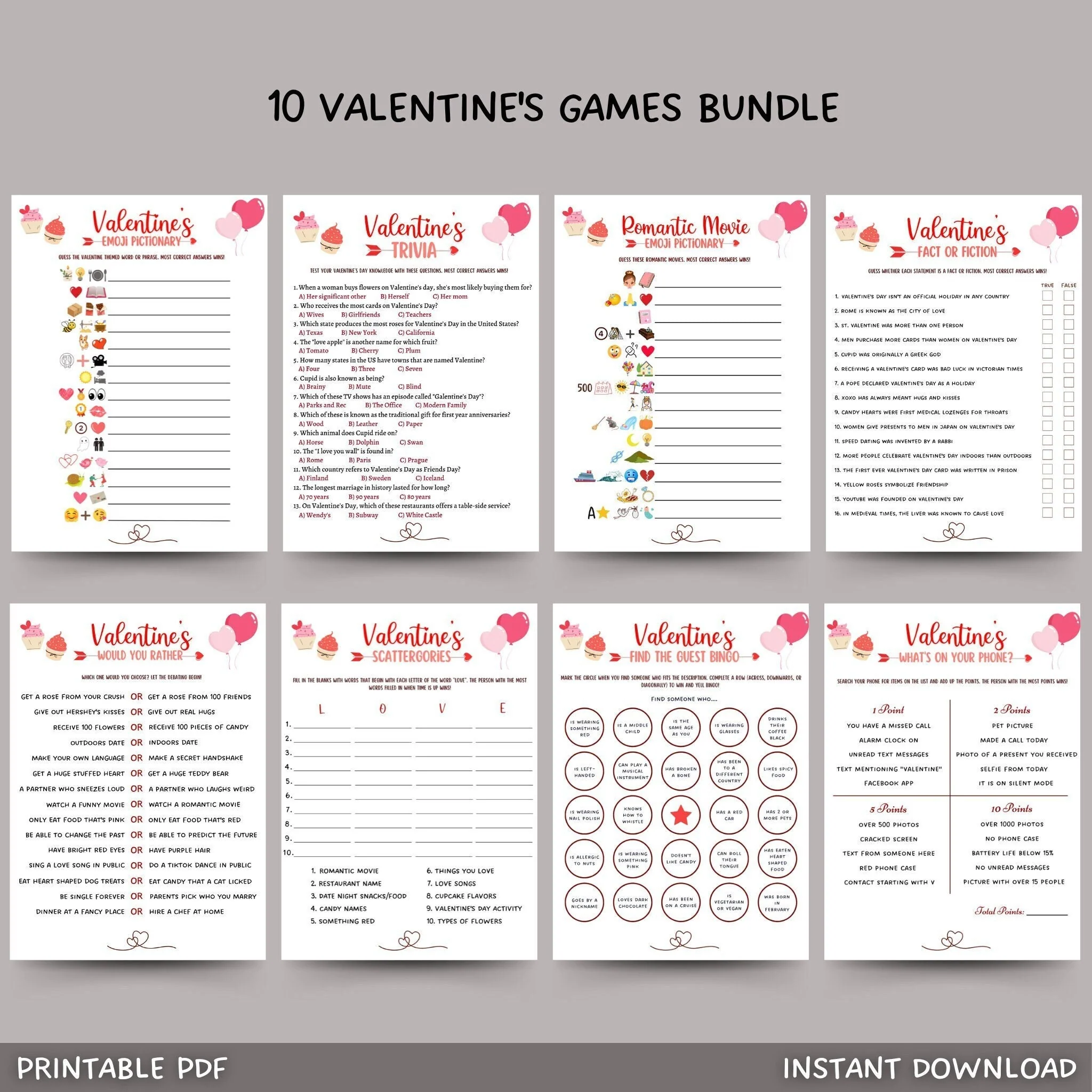 Valentines Day Games Bundle Printable 38105