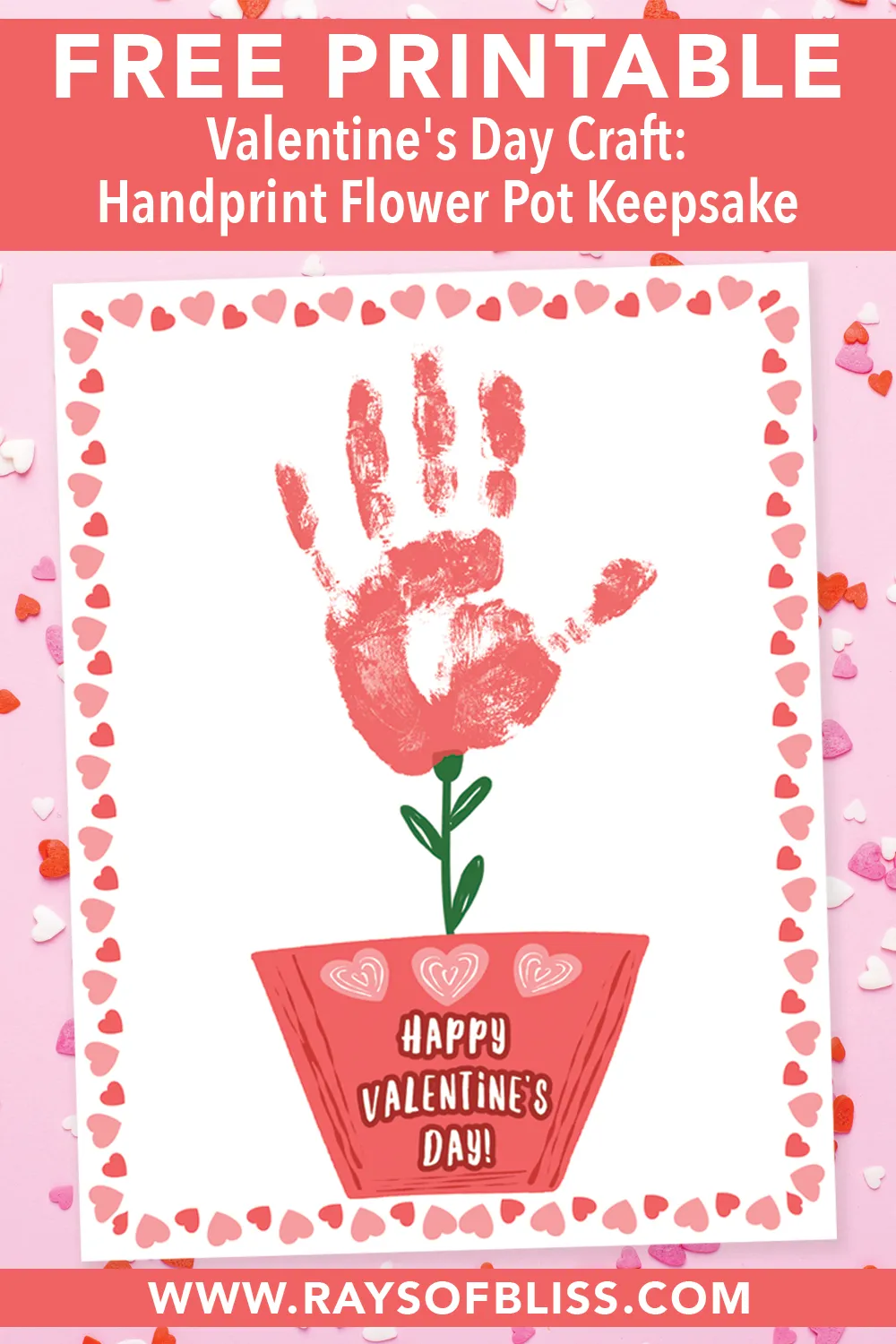 Valentines Day Handprint Flower Pot Keepsake Free Printable