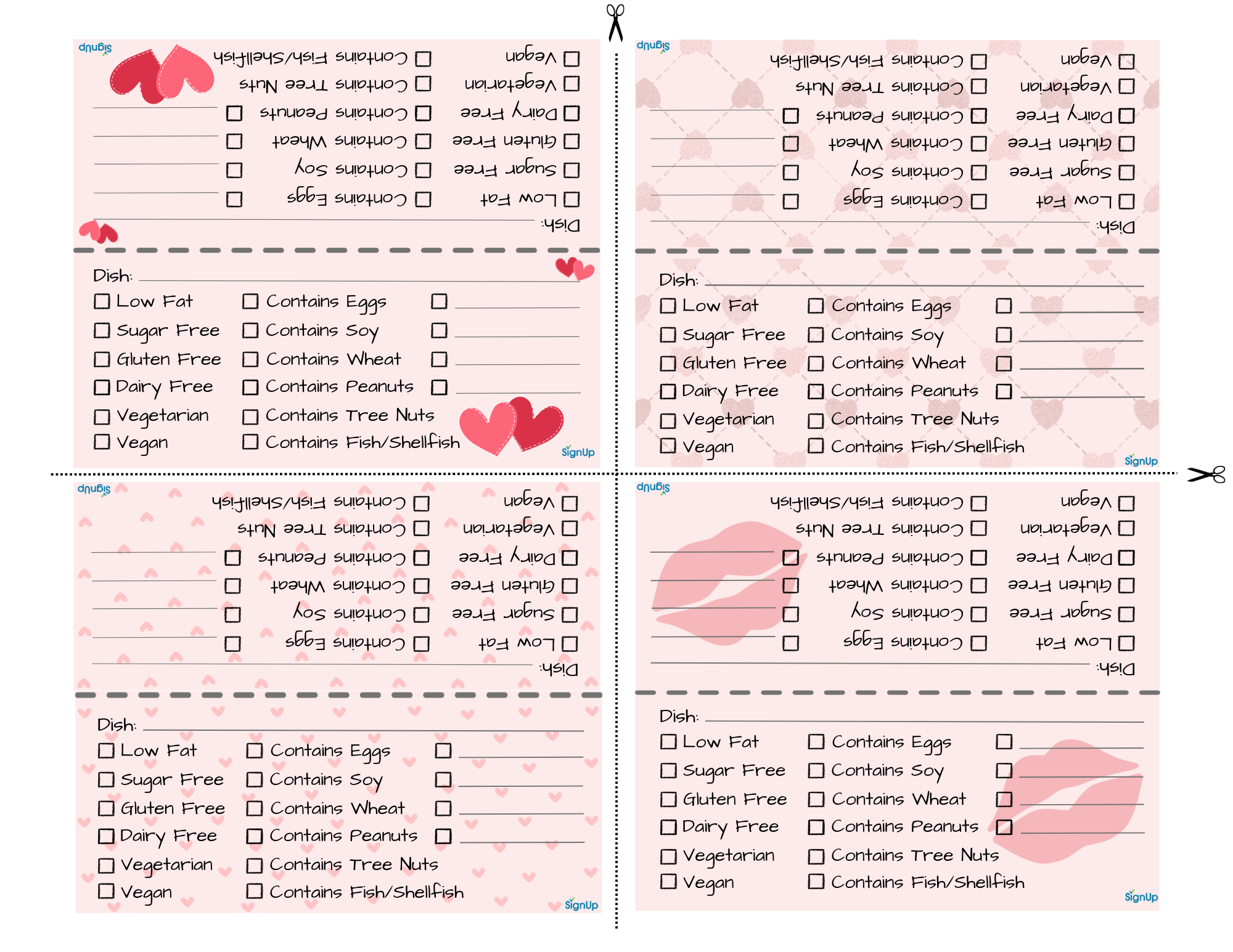 Valentines Day Potluck Printables And Meal Cards