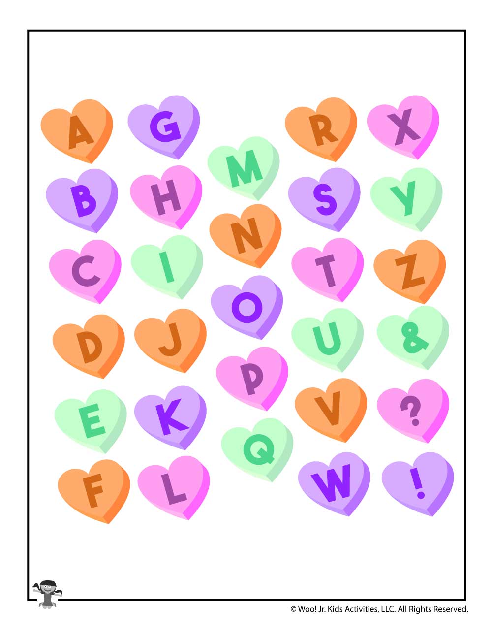 Valentines Day Printable Alphabet Conversation Hearts Letters