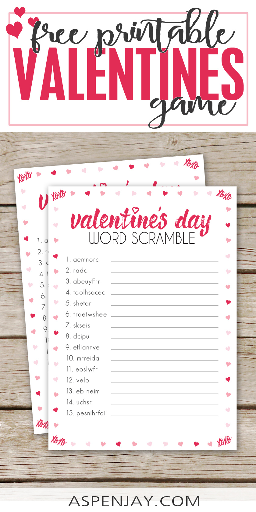Valentines Day Word Scramble