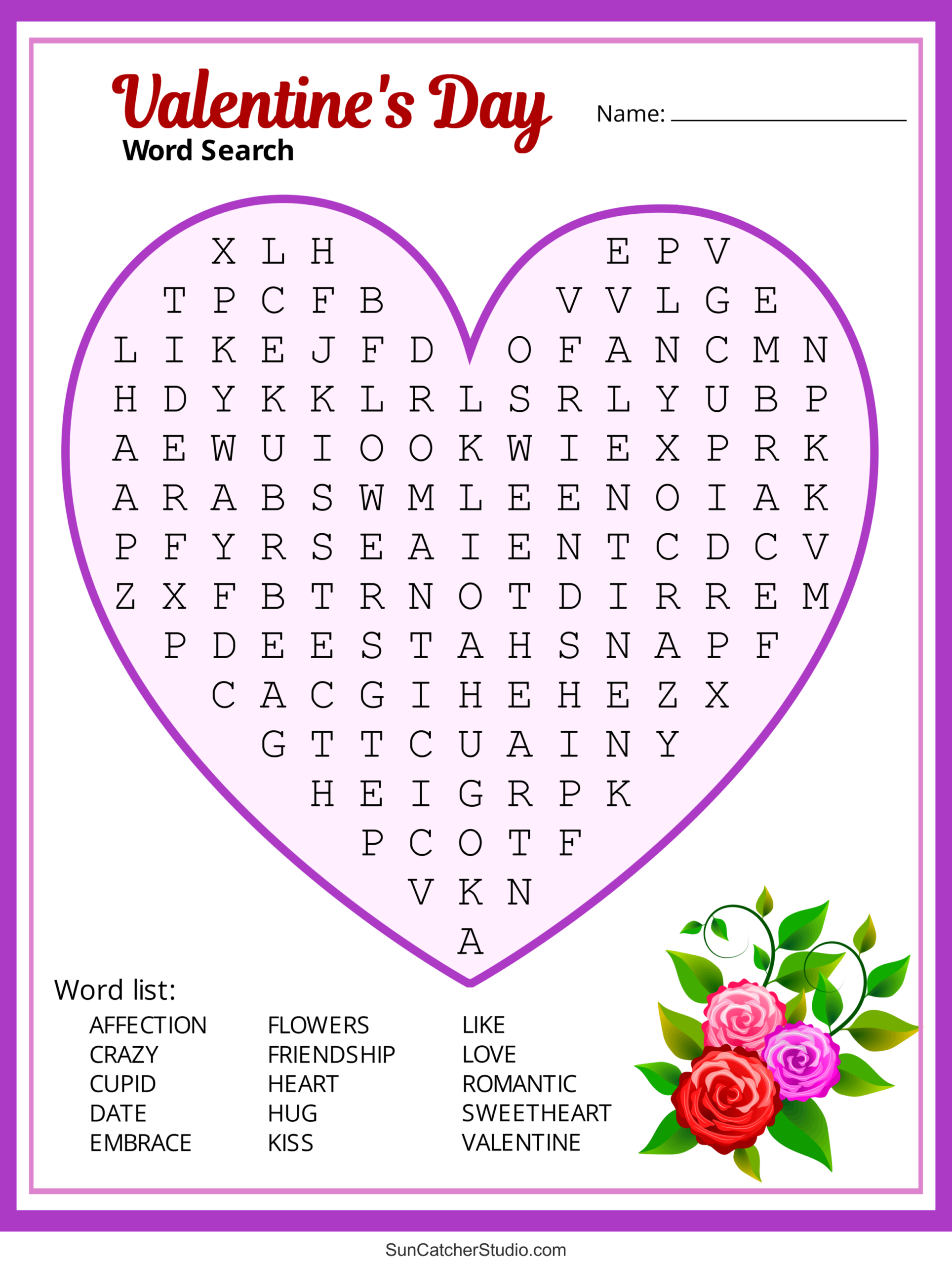 Valentines Day Word Search Valentines Day Word Search