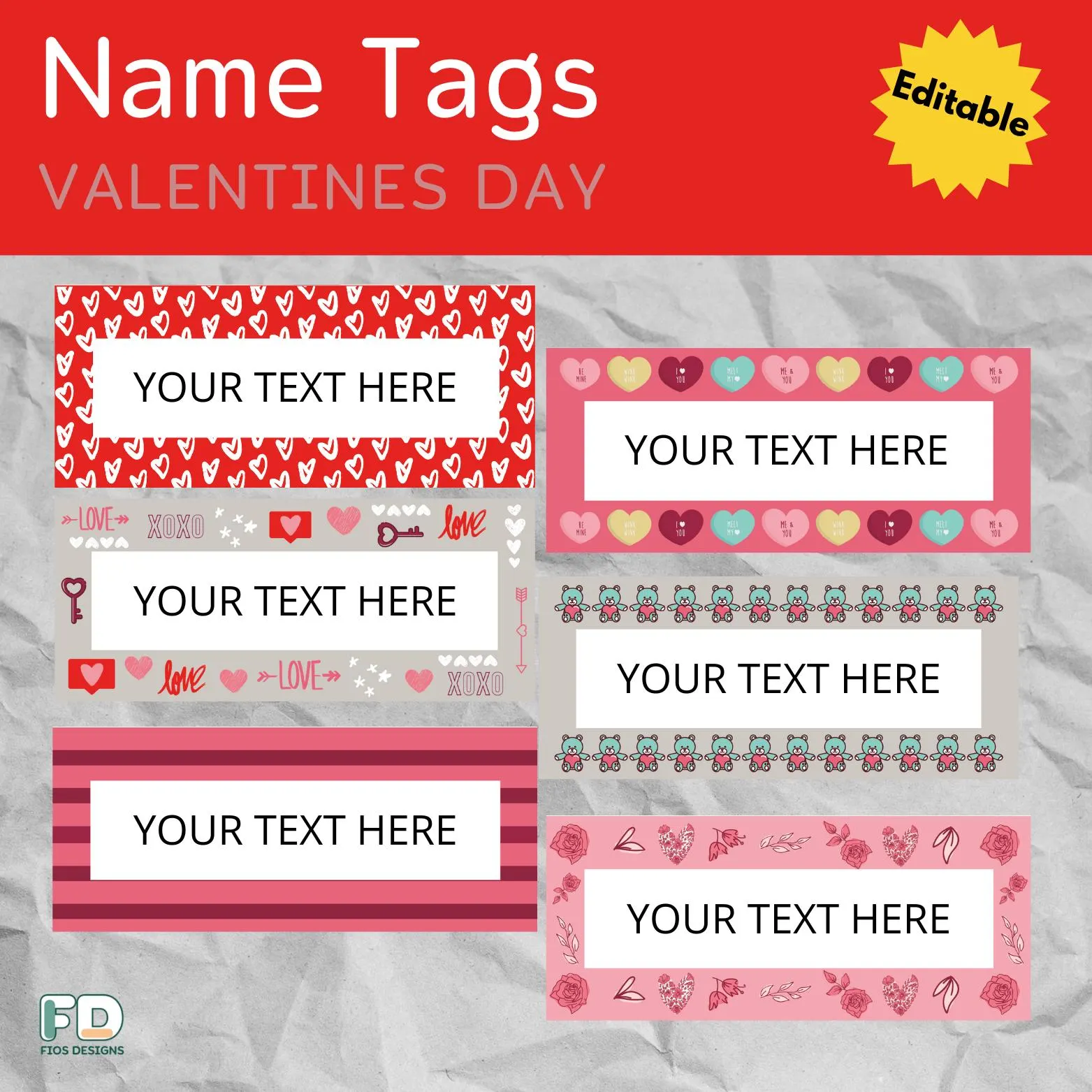 printable valentine name tags