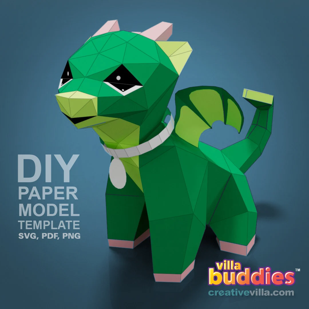 Villa Buddies Dragon Diy Low Poly Paper Model Template Paper Craft