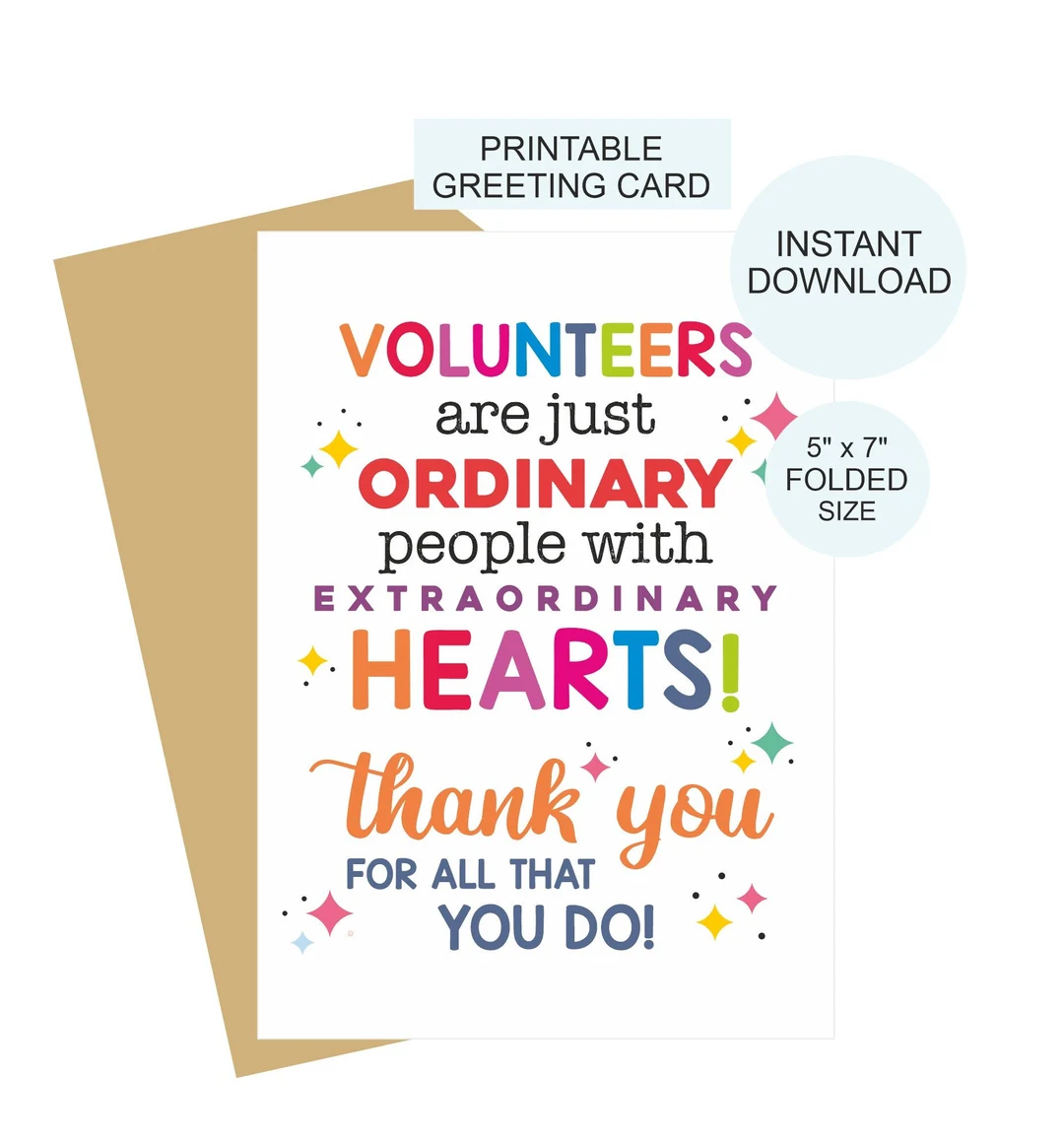 Volunteer Card Printable Volunteer Thank