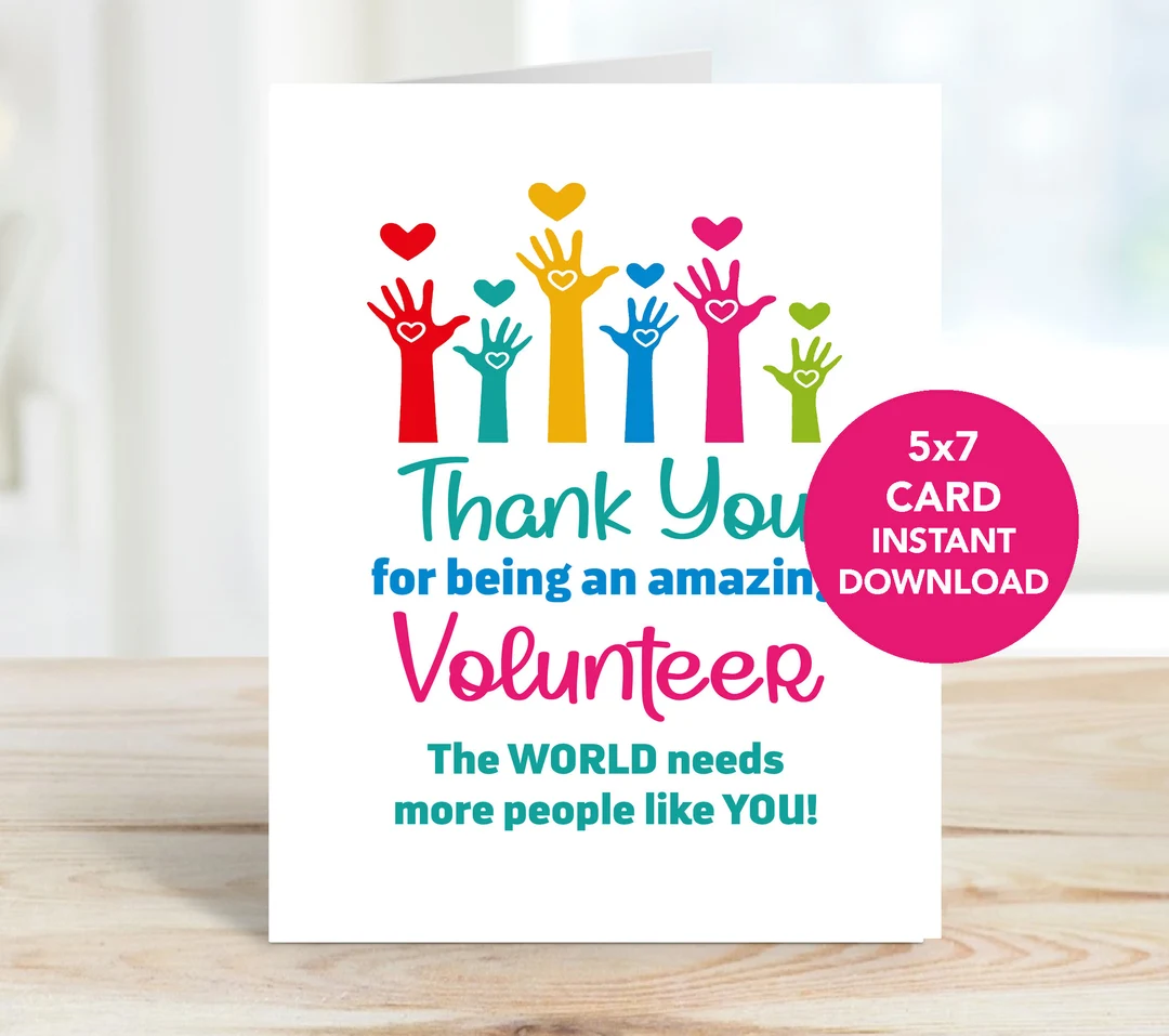 Volunteer Thank You Card Printable