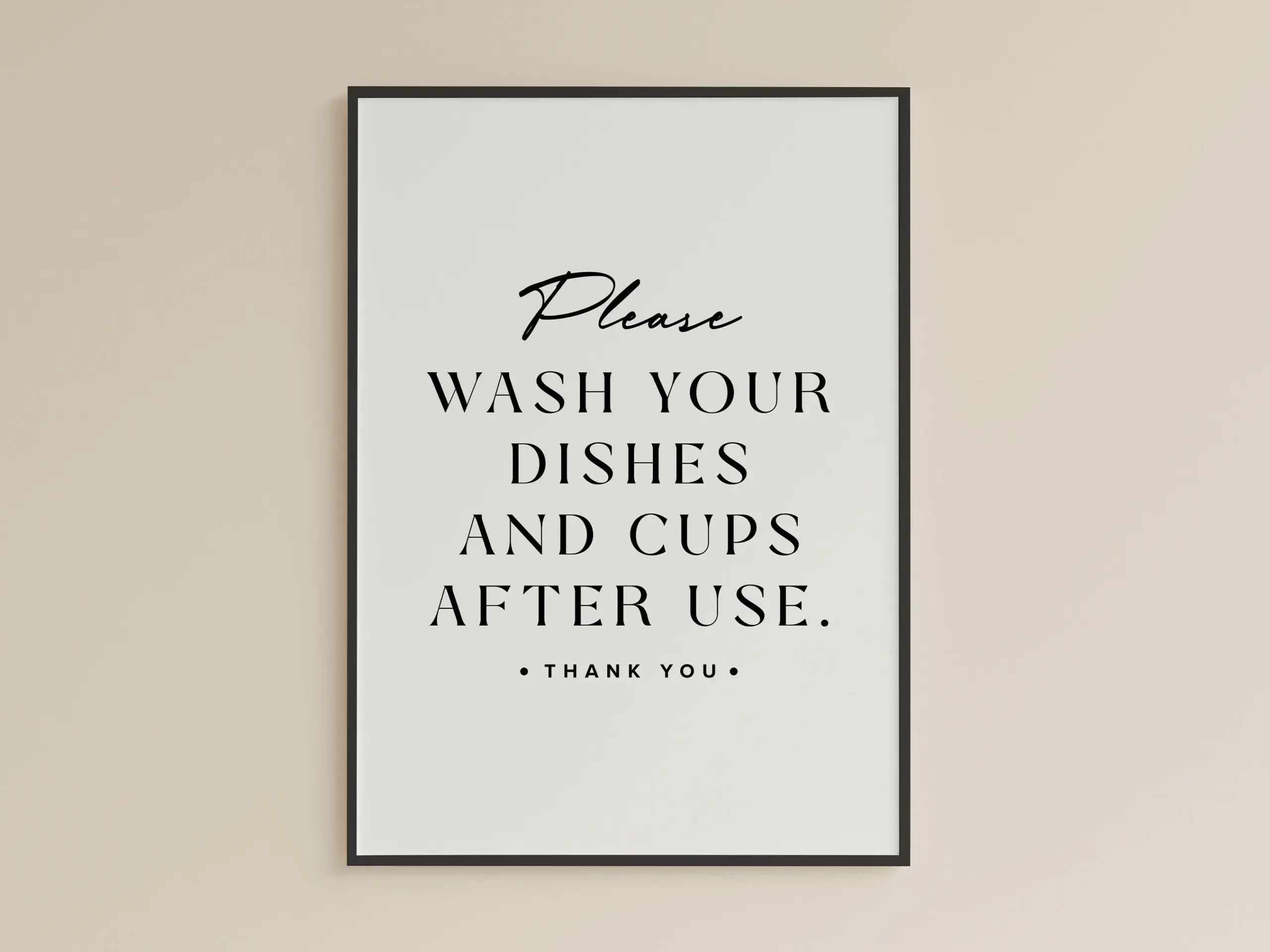 Wash Dishes Kitchen Sign Modern
