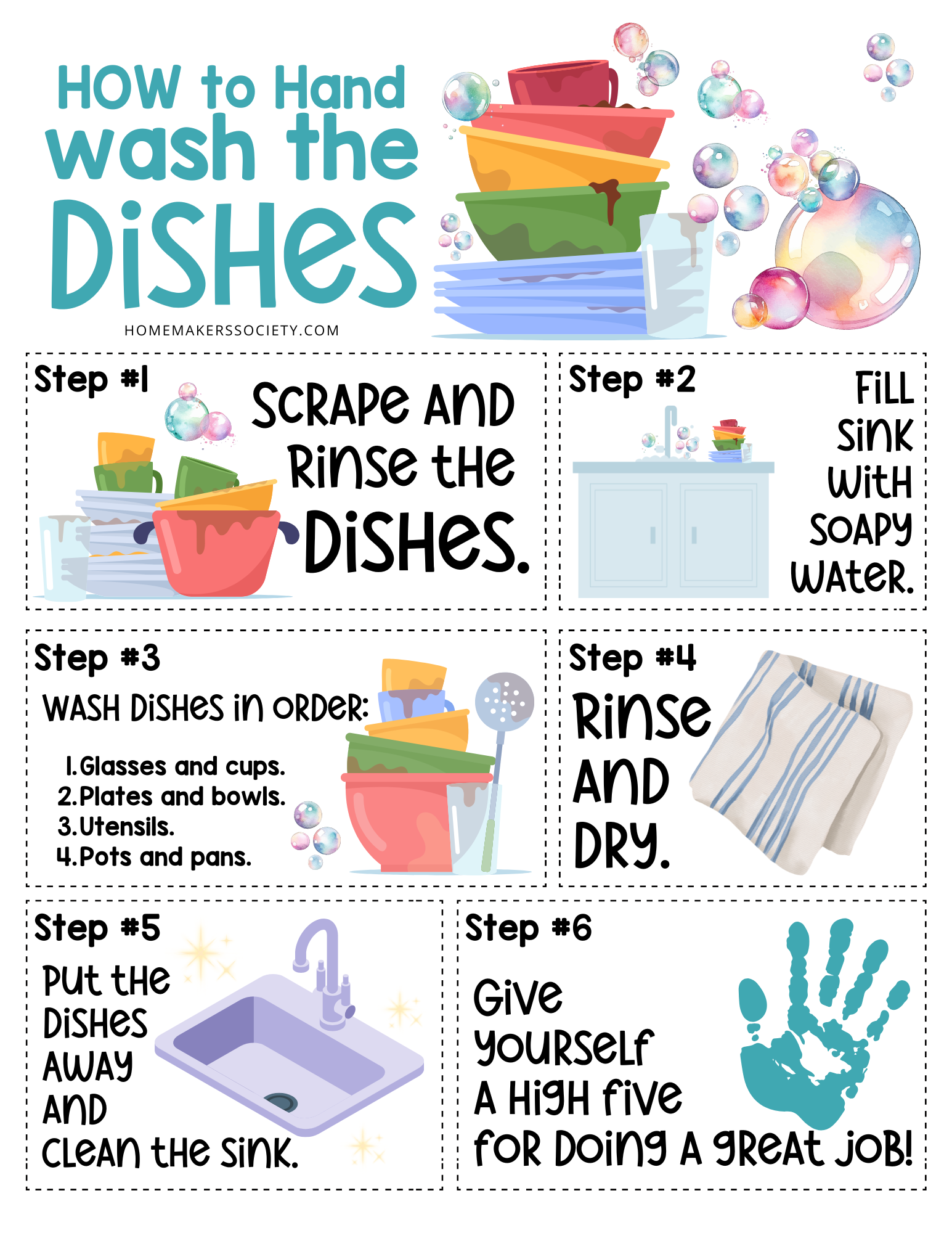 Wash Your Dishes Sign Printable