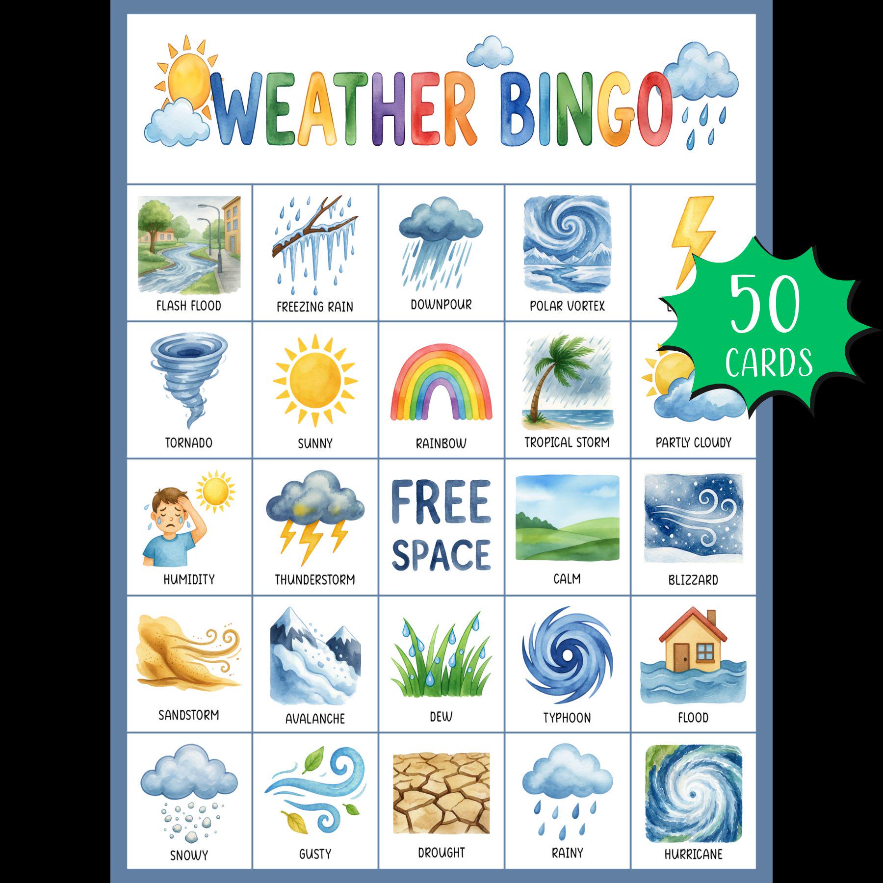 weather bingo free printable