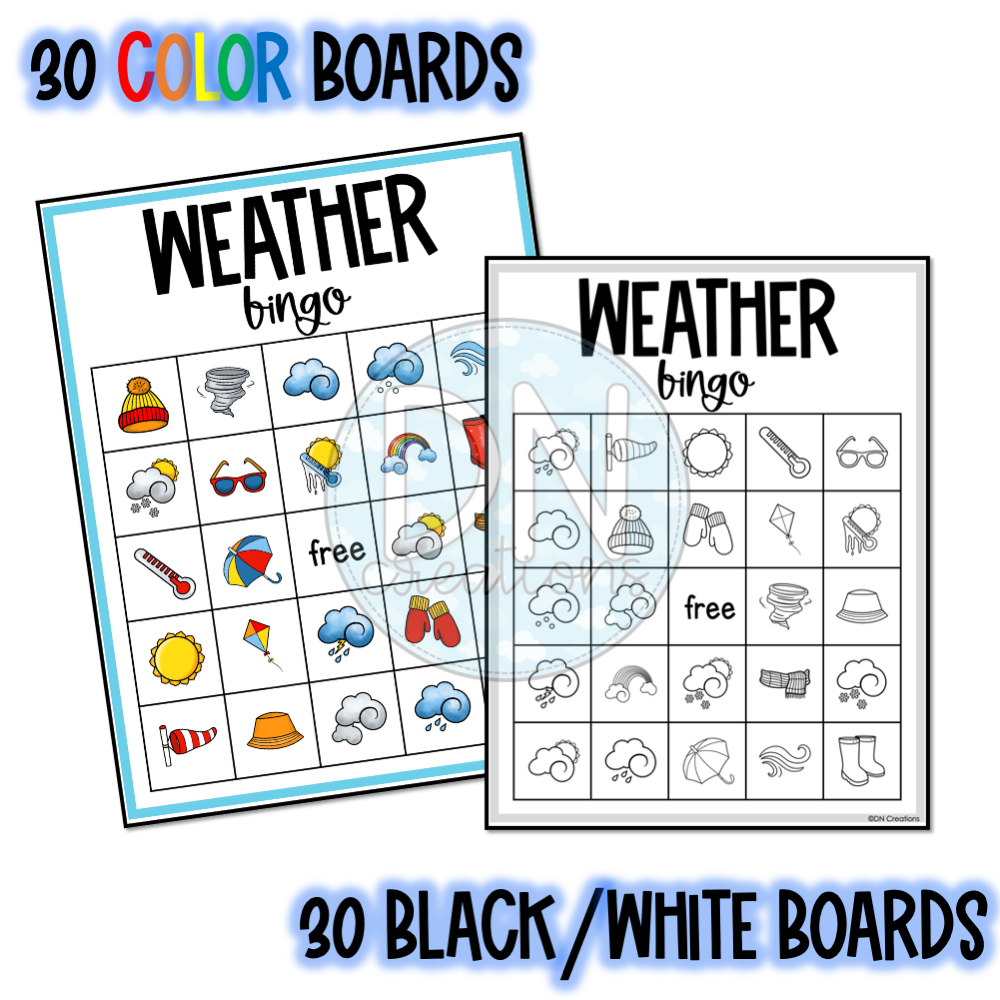 Weather Bingo Game L Weather Activity L Learn About Weather