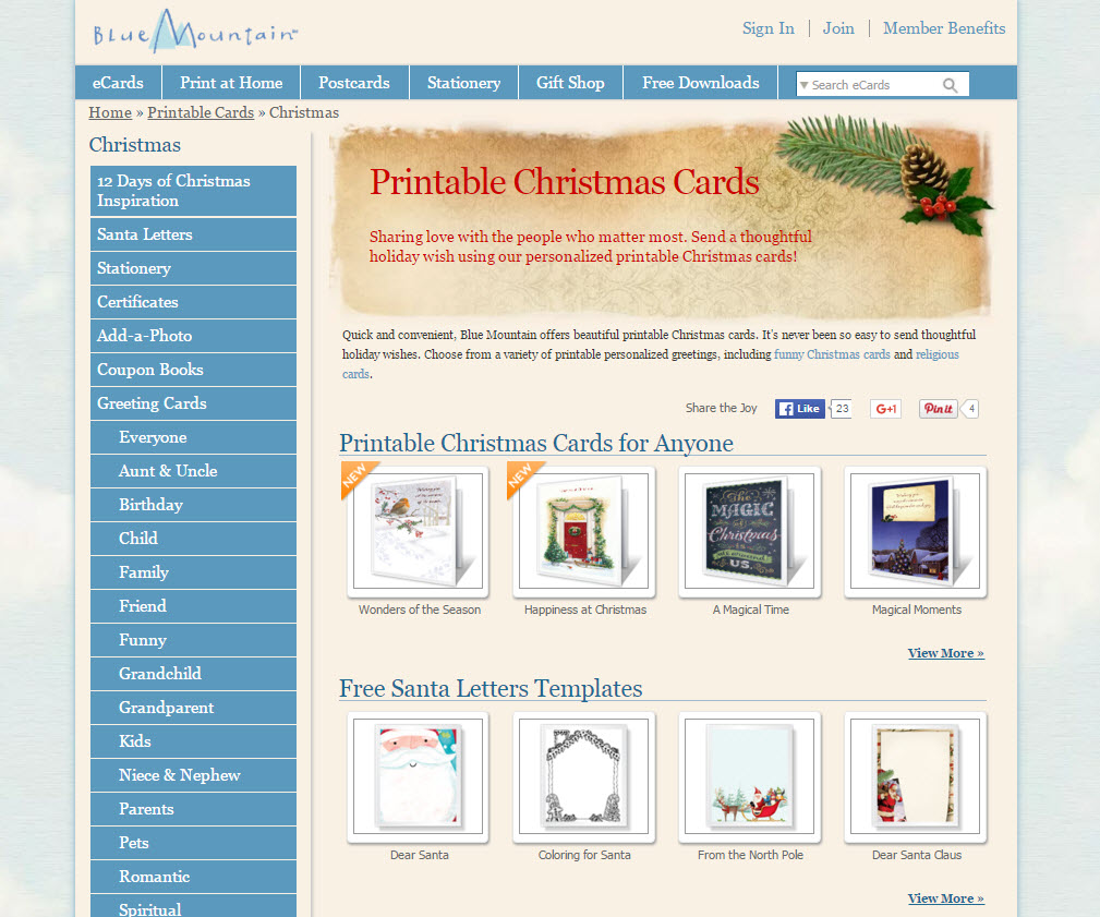 free printable blue mountain cards