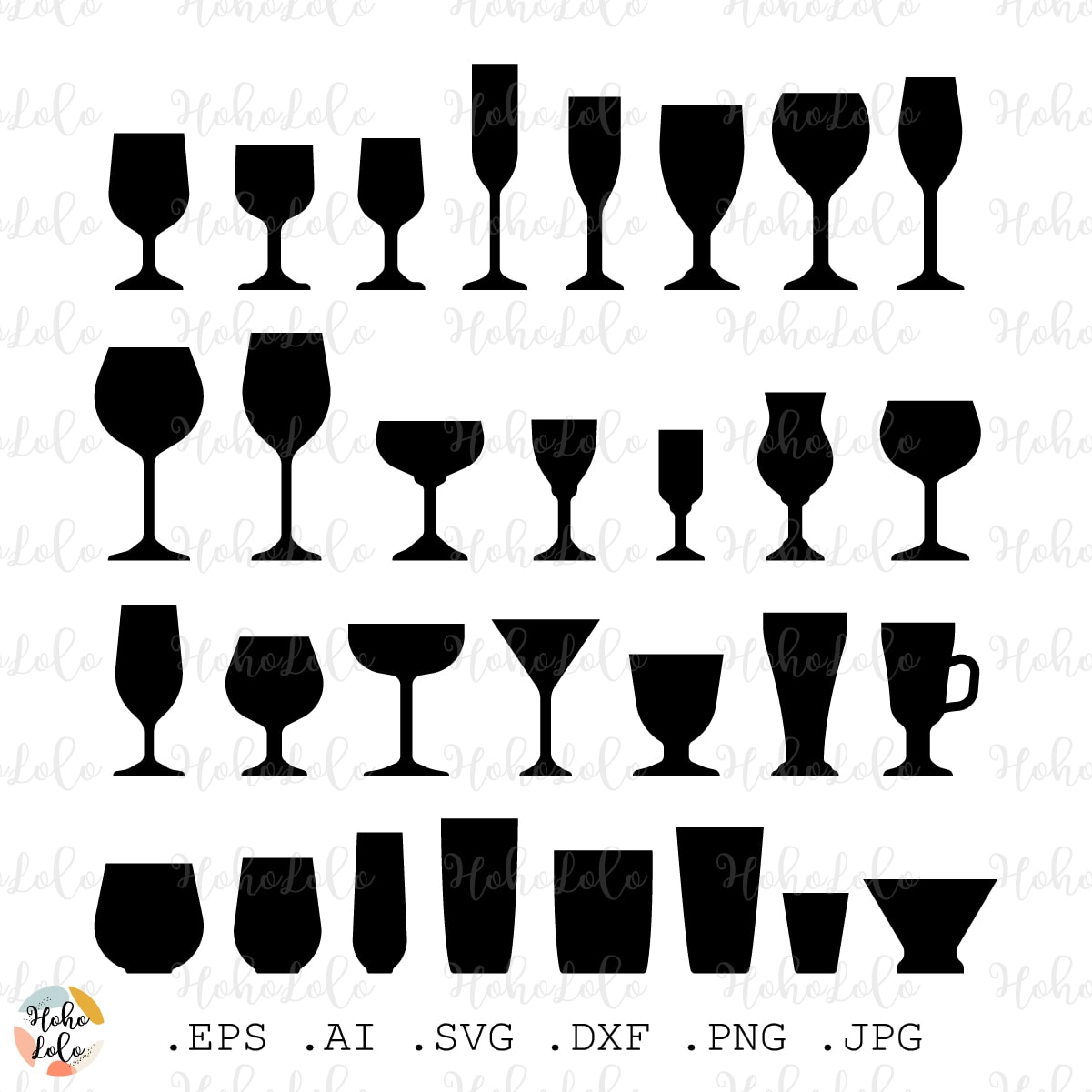 Wine Glasses Svg Silhouette Cricut Template
