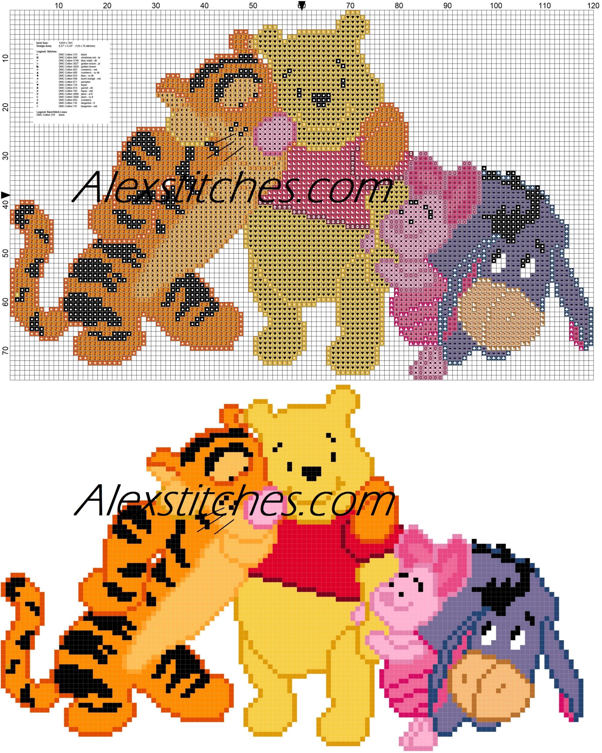 Winnie The Pooh Friends Cross Stitch Pattern