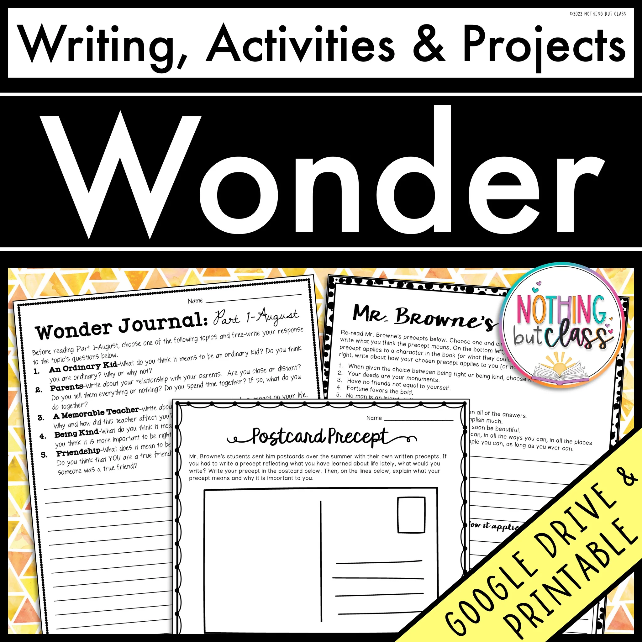 wonder book free printables