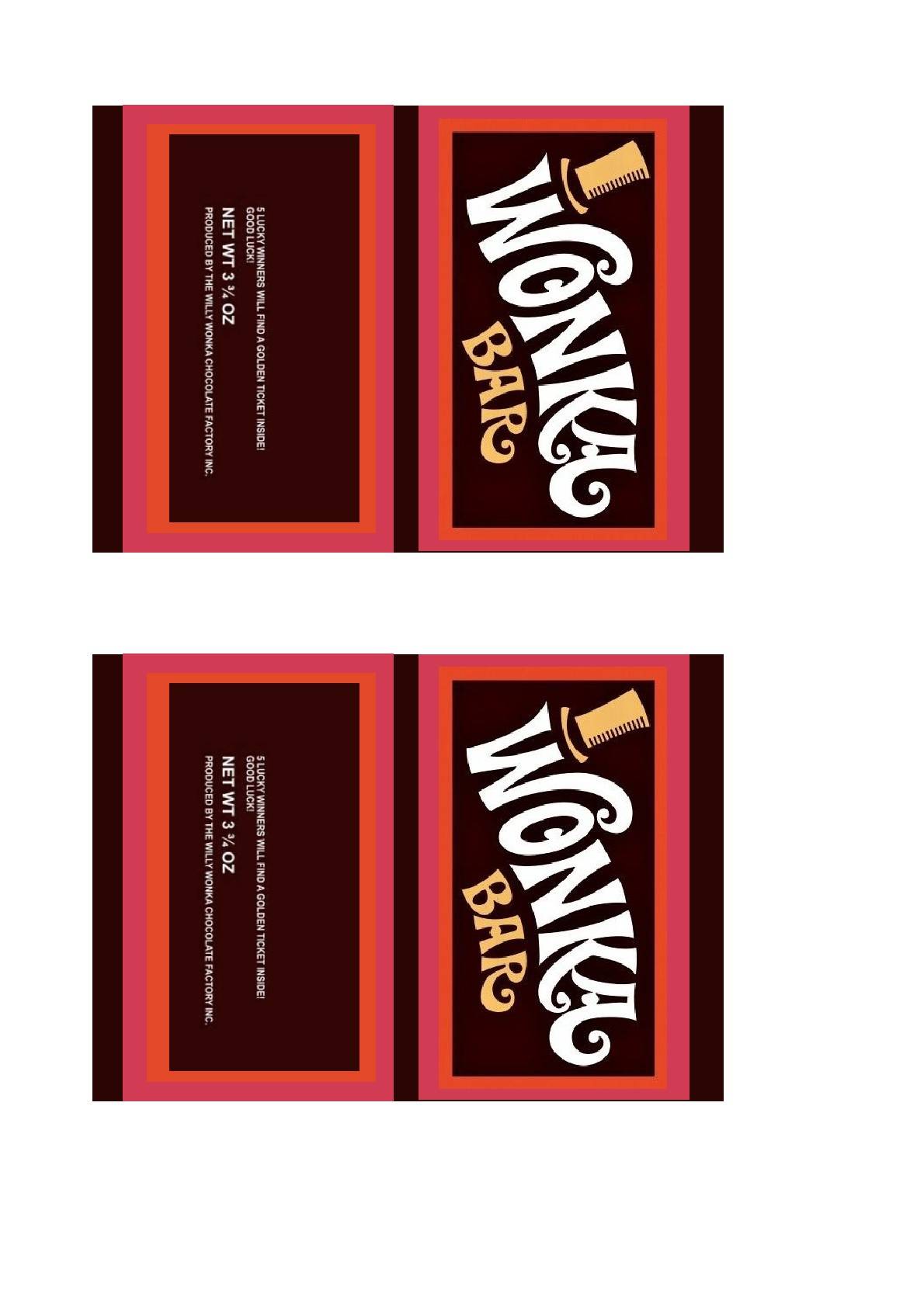 Wonka Bar Wrapper Printable Charlie And The Chocolate Factory 6734544
