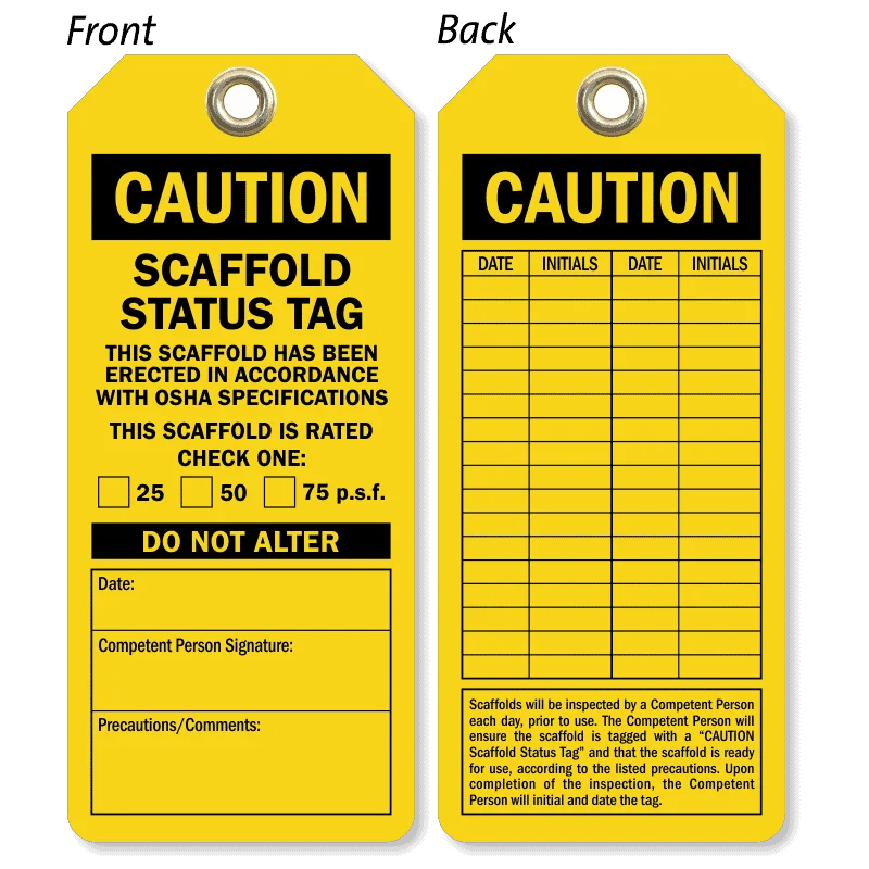 Yellow Scaffold Tag