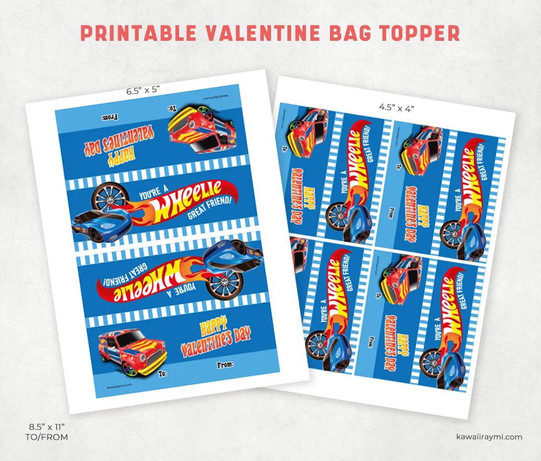 You Are A Wheelie Great Friend Race Car Valentines Day Bag Topper