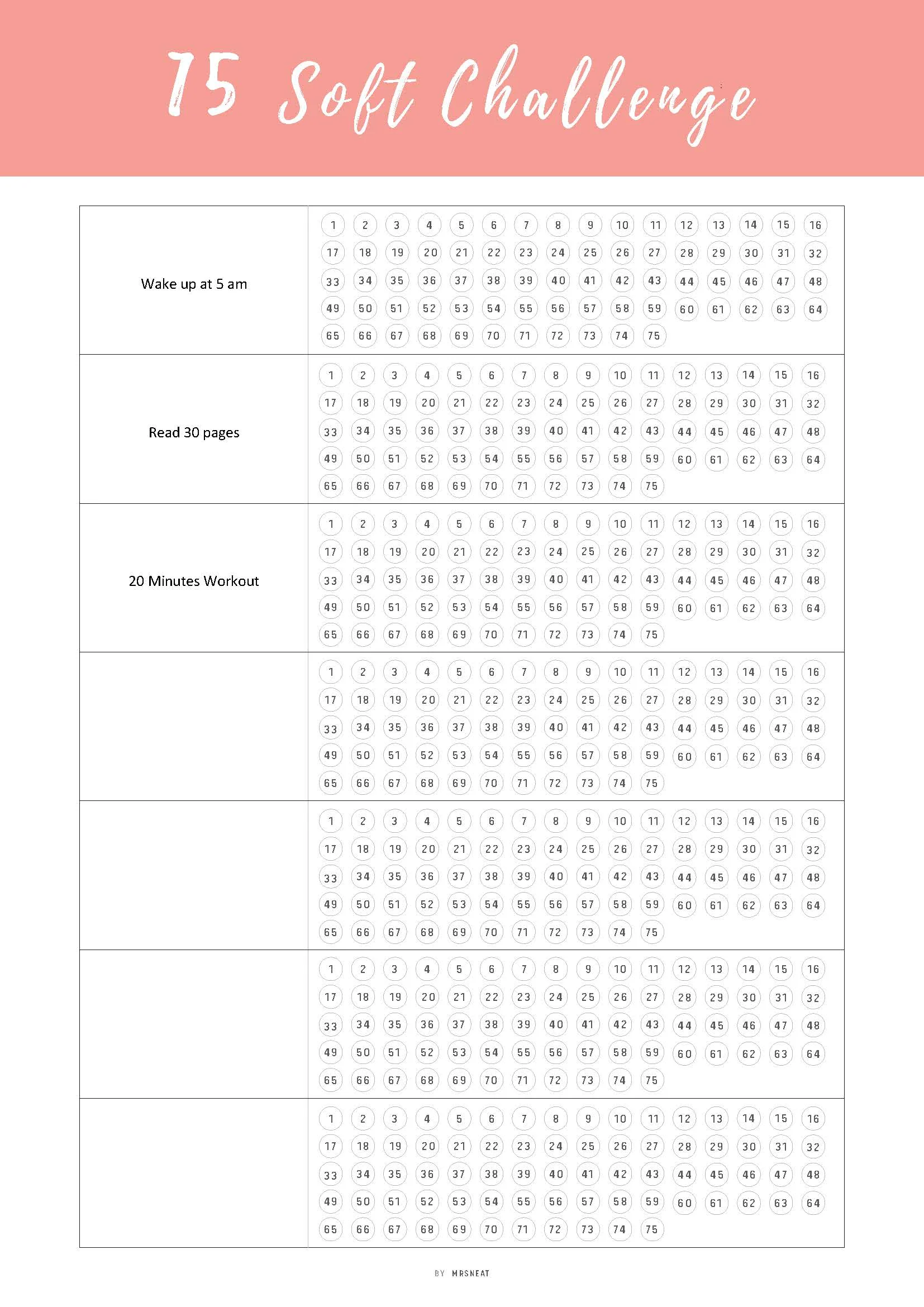 Your 75 Soft Challenge Glow Up Starts Here Grab This Printable Tracker In 10 Colors